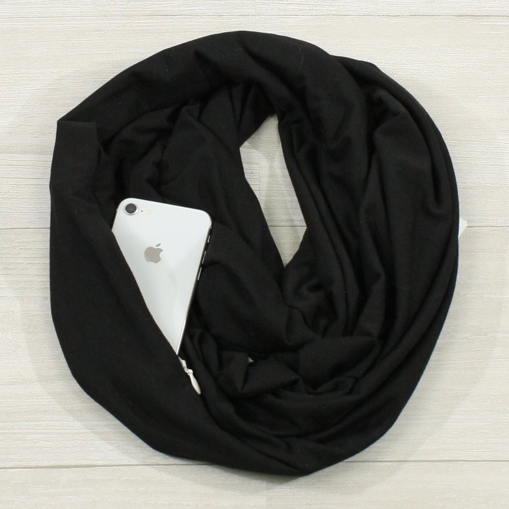 🥰WB Knit Jersey Scarf with Hidden Zipper Pocket